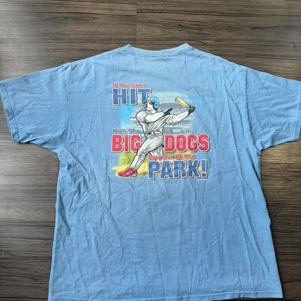 Vintage 2004 Big Dogs blue baseball tee Faded Distressed Size XL